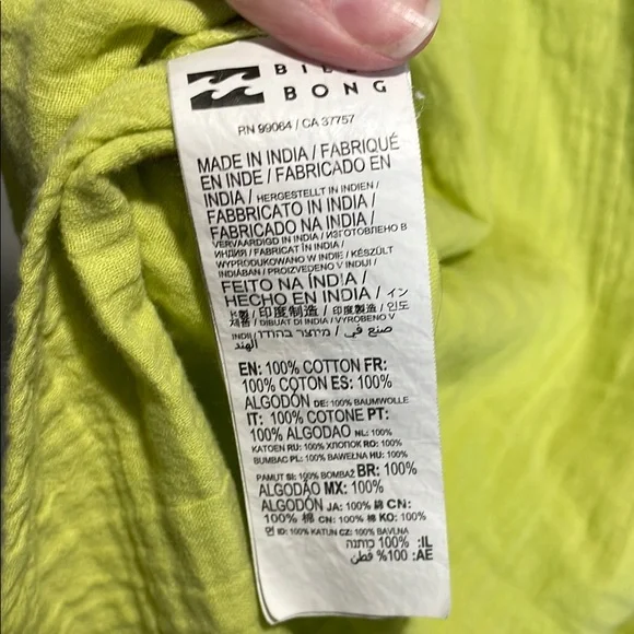 Lime Green 100% cotton Button-Up Shirt L and Shorts M Set - Picture 10 of 10